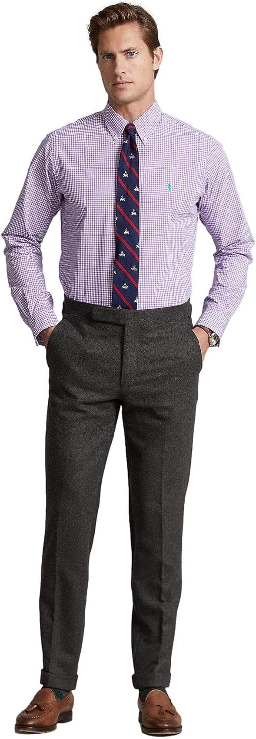 Polo Ralph Lauren Mens Solid Poplin Sport Shirt (XXL, PurpleGingham)