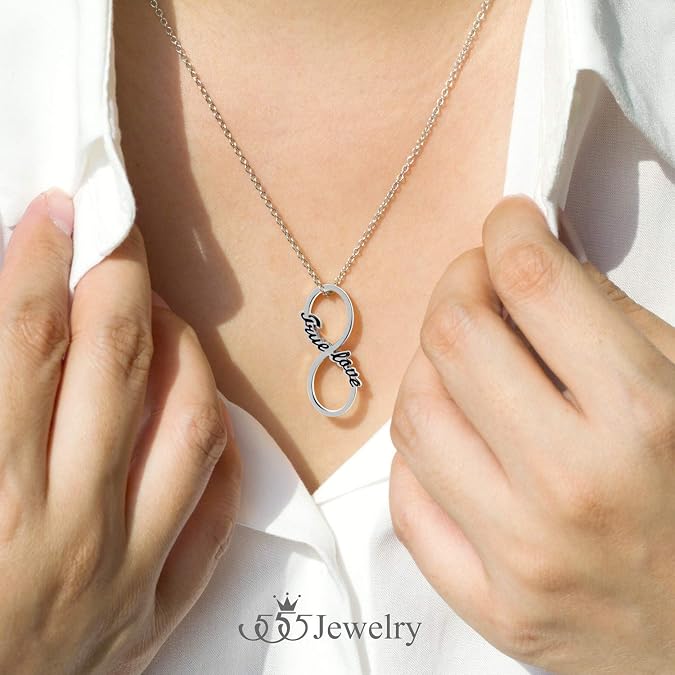 555Jewelry Stainless Steel True Love Infinity Pendant Necklace for Women