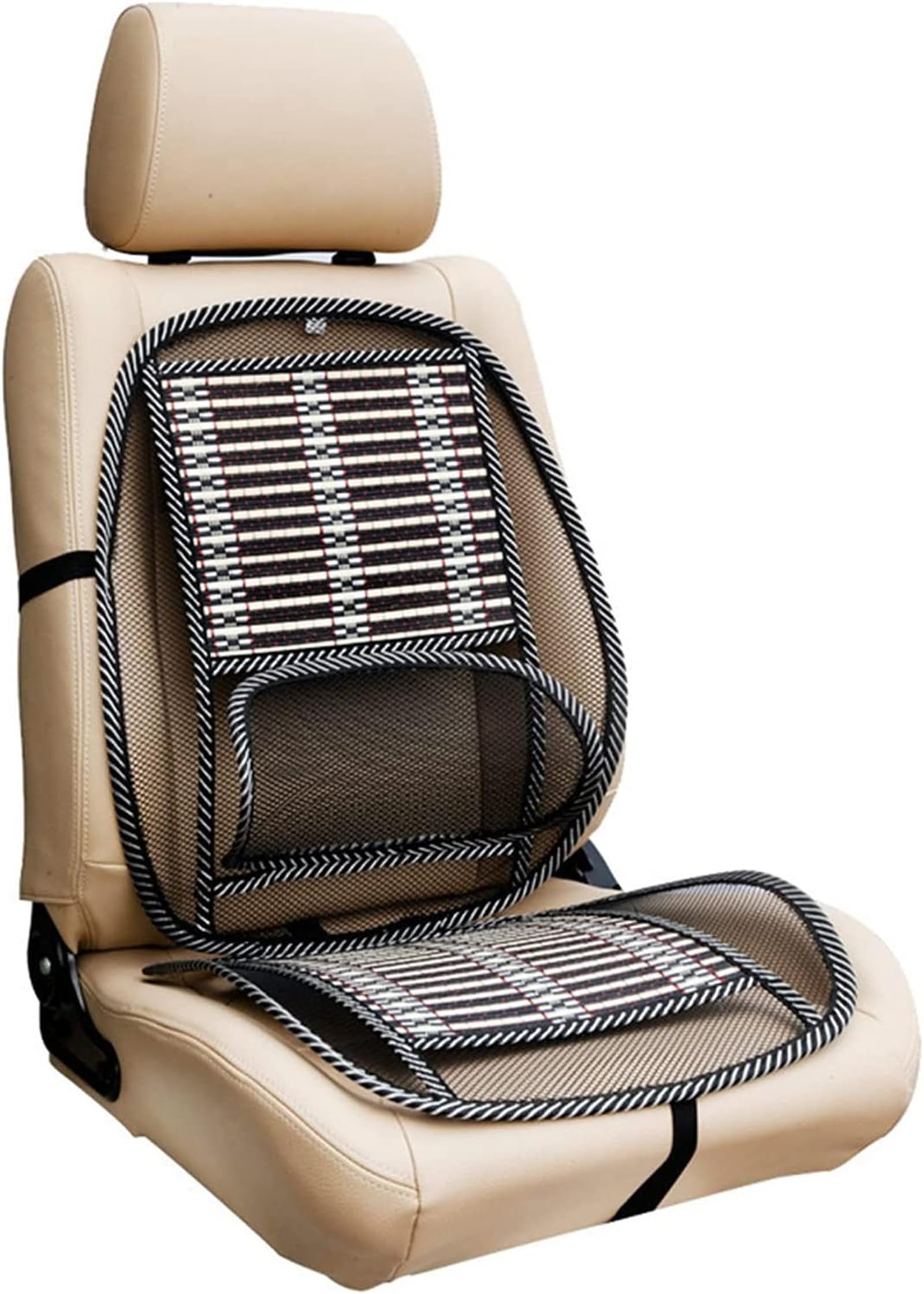 Plimida Ergonomic Bamboo Car Seat Pad,Car Seat Office Chair Bamboo Chip Cover Cushion with Wire Mesh Lumbar Back Support,Cushion for car seat Driver