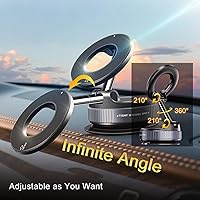 Vista 6 de for Magsafe Car Mount, [2800gf Magnetic & 98LBS Strongest Suction] Cup Phone Mount, 360° Adjustable Vacuum Magnetic Phone Holder for Car
