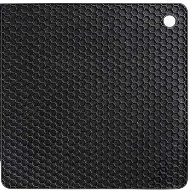 Silicone Table Trivet Mat Non-Slip Heat Resistant Pad Waterproof Multi-Purpose Hot Pads for Cooking, Spoon Rest, Hot Dishes,Pots and Pans, Square Pattern, Black Colour by Koksi