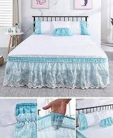 Vista 2 de Falda de cama de encaje envolvente Falda de cama con volantes Cubierta de polvo Funda de cama con volantes