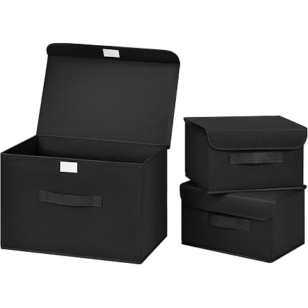 DIMJ 3 Pack Foldable Storage Boxes with Lids, Collapsible Storage Bin ...