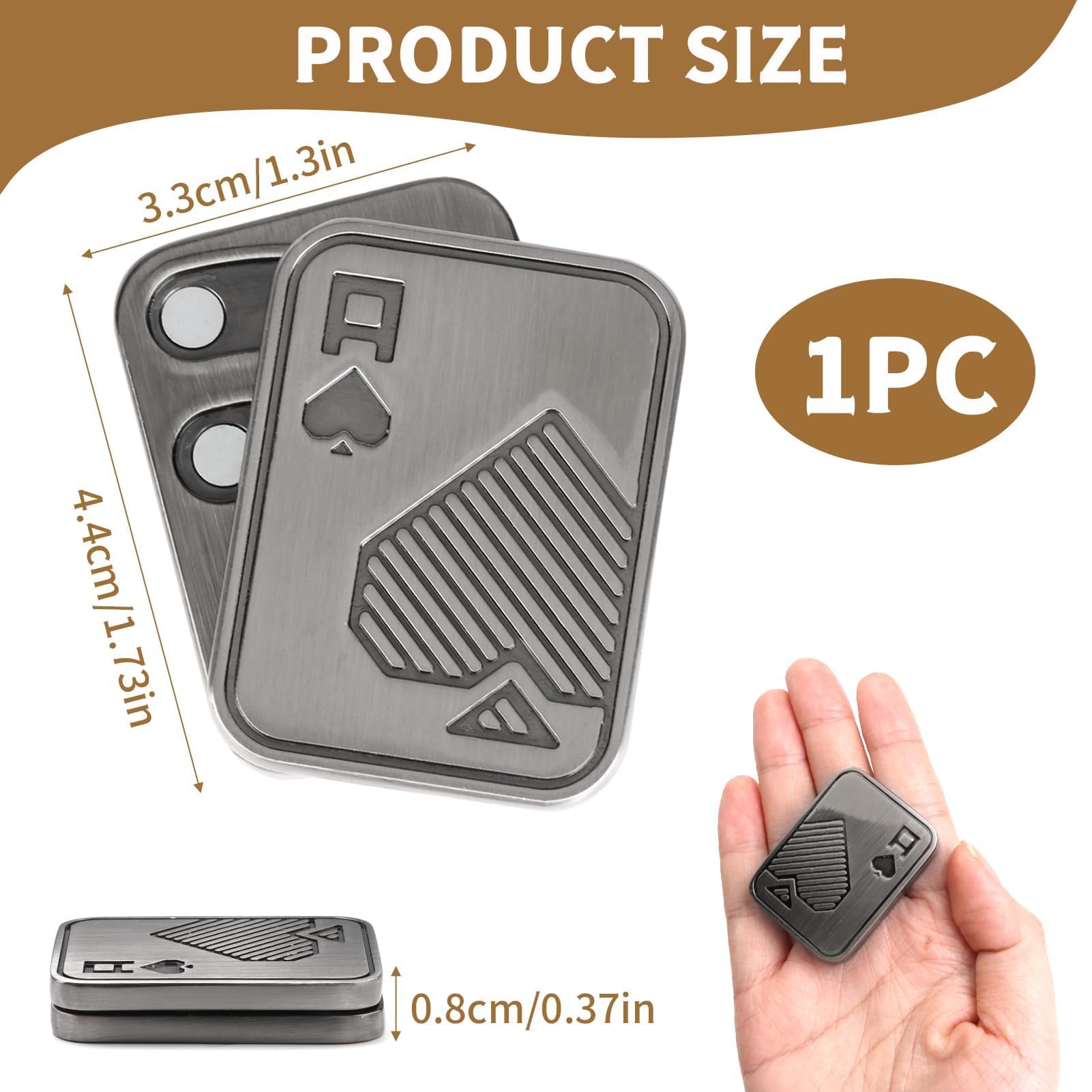Metal Poker Fidget Slider for Adults Valentine's Day Portable Stress Relief Toy Magnetic Haptic Auditory Blocks Anxiety Reliever EDC Autism ADHD Sensory Toy for Boyfriend Dad Grandpa Teens Gifts - Image 2