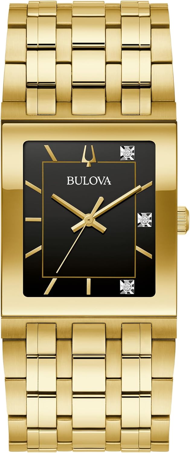 Bulova Marc Anthony Mens Modern Quadra Diamond Gold
