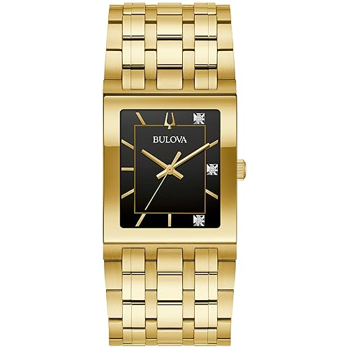 Marc Anthony Mens Modern Quadra Diamond Gold Stainless Steel Watch,Black