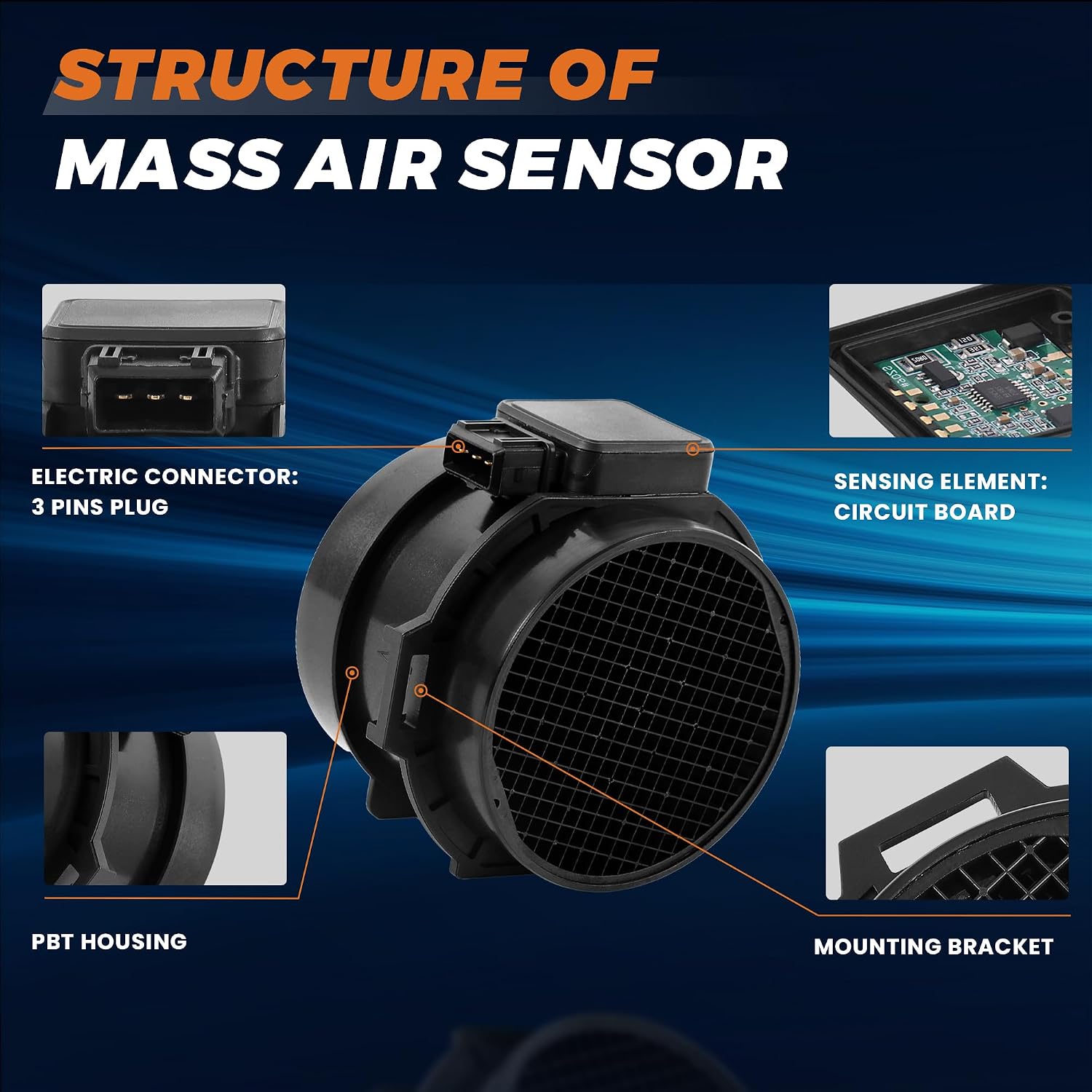 KUIPERAUTO Mass Air Flow Sensor Meter MAF Compatible for 2001-2003 BMW 330Ci 330i 530i/2001-2005 330xi 7410055 5WK96132