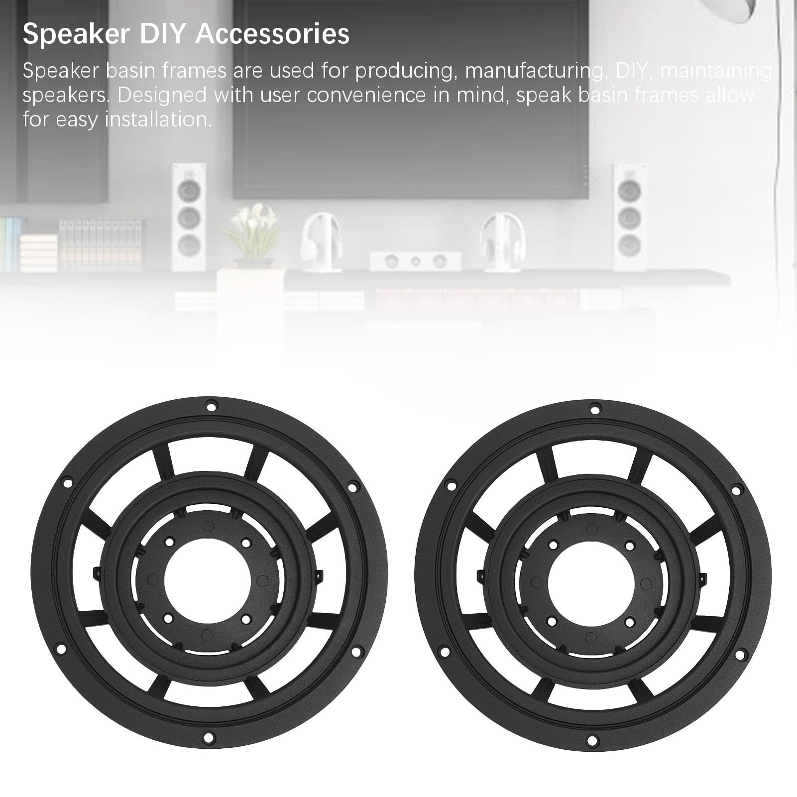 Ejoyous 2 Stück Lautsprecher-Beckenrahmen aus Gegossenem Aluminium, Woofer-Körbe, 223 Mm Außendurchmesser, 63 Mm Höhe, Rostfreie Lautsprecher-Reparaturteile für DIY-Subwoofer, PA-DJ