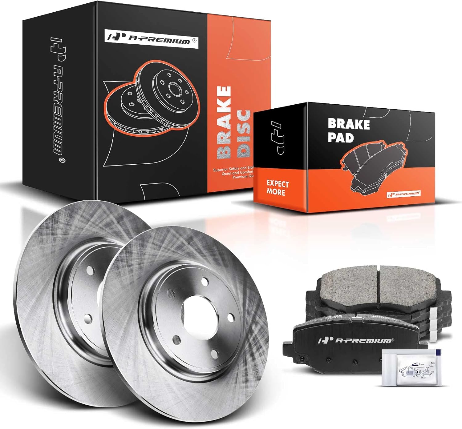 A-Premium 12.91 inch(328 mm) Rear Solid Disc Brake Rotors + Ceramic Pads Kit Compatible with Select Dodge, Chrysler, Volkswagen and Ram Models - Grand Caravan, Town & Country, Journey, C/V, Routan