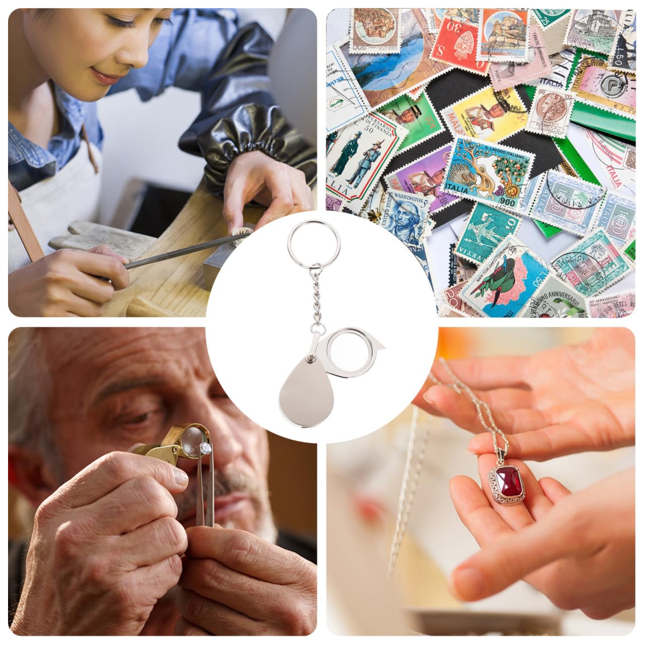 Lente D'Ingrandimento 15x Tascabile | 2 Pezzi Pieghevoli | Per Lettura, Collezionismo, Hobby