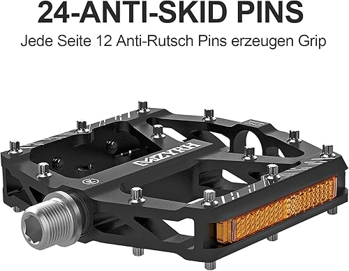 Vista 33 de MZYRH Pedales de bicicleta de montaña, pedales MTB, 9/16 pulgadas, antideslizantes, ligeros, de aleación de aluminio, pedales de bicicleta