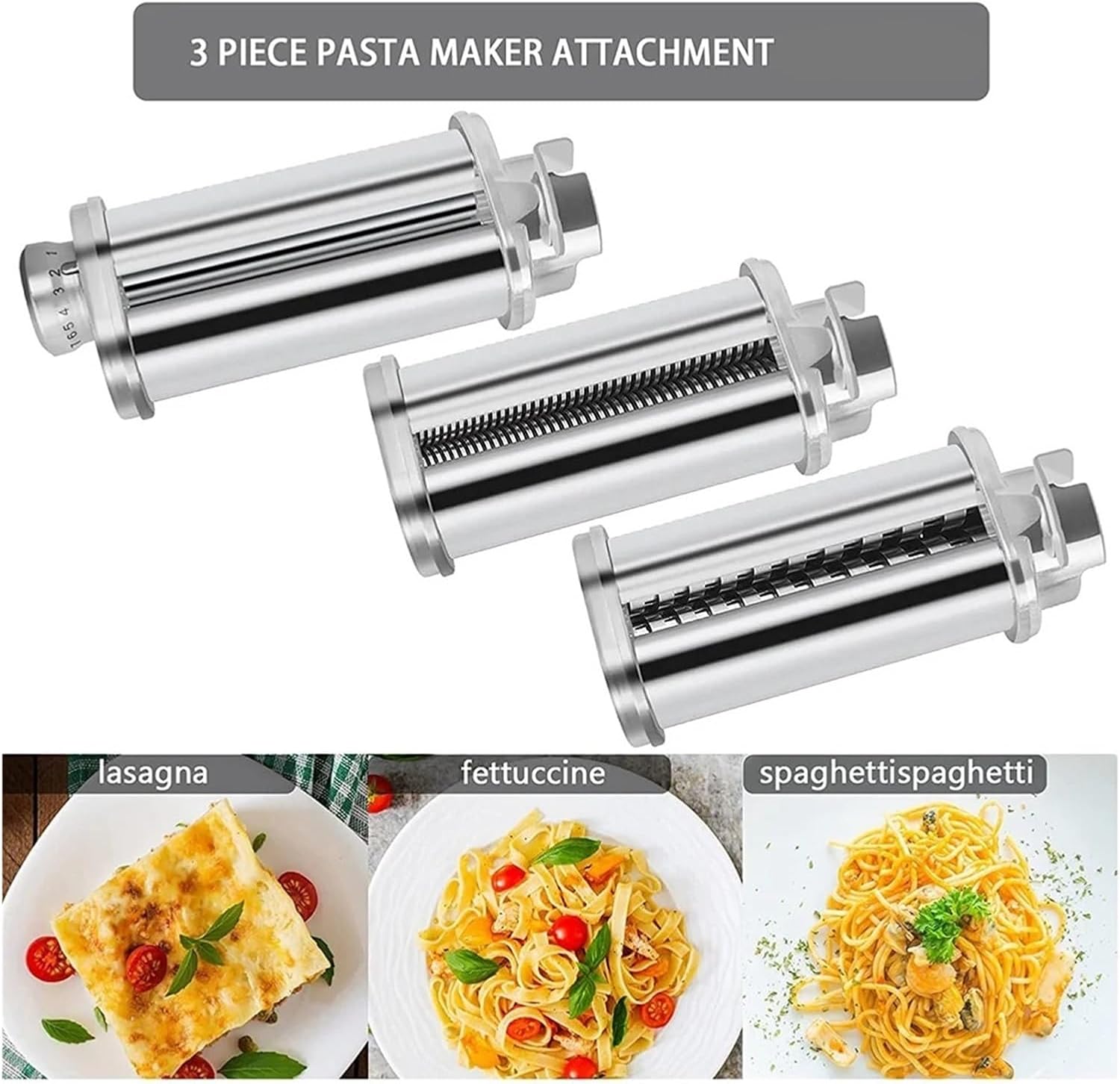 Pasta Roller Attachment Compatible For Bosch, MUM4 MUM5/MUMV Kitchen Mixer, Pasta Sheet Roller, Spaghetti & Fettuccine Cutter Maker(Lasagna)
