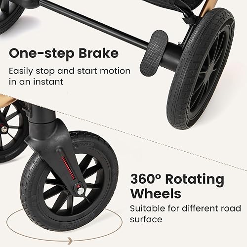 Miniatura 8 de INFANS Cochecito de bebé 2 en 1, cochecito plegable para recién nacido, cuna convertible para bebé, plegable, alta absorción de impactos con asiento