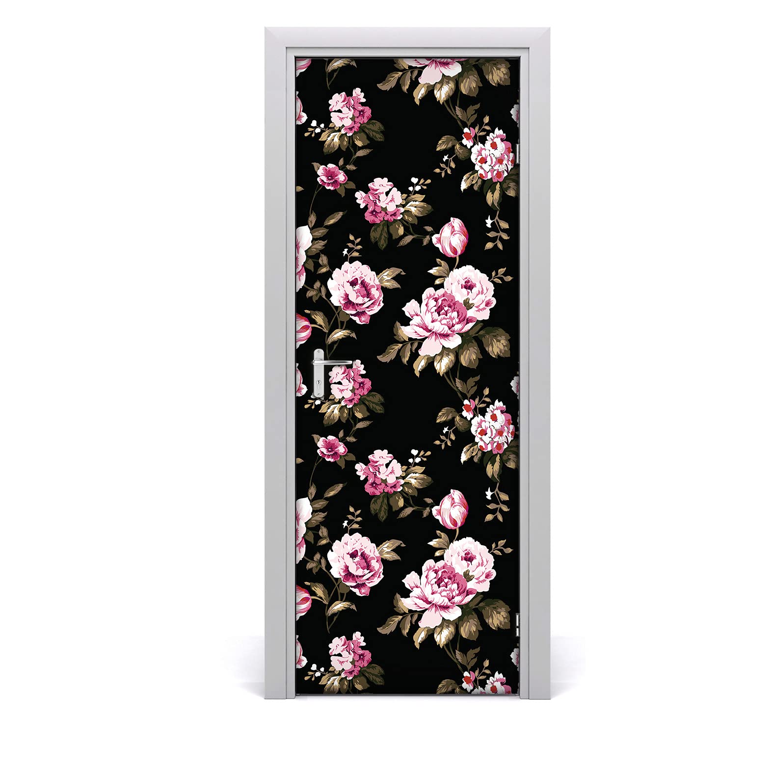 Autocollant de porte imperméable et lavable motif roses 85x200cm