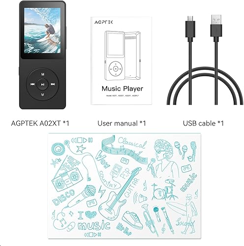 Miniatura 9 de Reproductor MP3 AGPTEK A02 con Bluetooth 5.3, reproductor de música portátil con pantalla de 1.8 pulgadas, bocina, radio FM, grabadora de voz