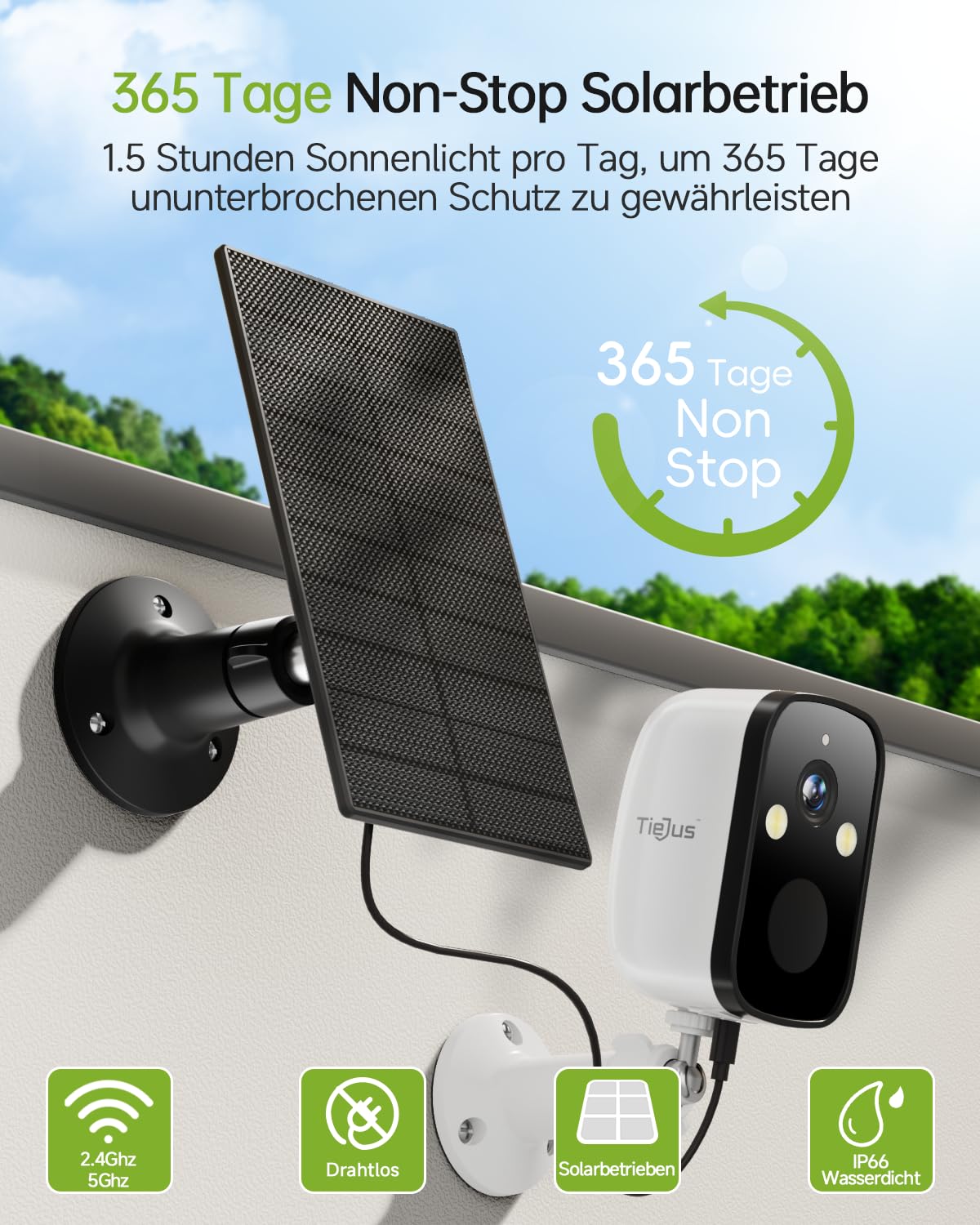 2K Überwachungskamera Aussen Akku Solar 5G/2,4G WLAN Kamera 2er-Pack | Solar-Kamera Outdoor mit Farbe Nachtsicht, smartem Bewegungsmelder, IP66 Wetterschutz und sicherer Cloud-Speicherung
