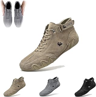 QQKKZX Unisex Italian Handmade Suede Velcro High Boots, Beck Shoes for Men, Waterproof Velcro Chukka, Non-Slip Casual Sneakers, Dbeck Italian Shoes for Men (Color : A.Khaki, Size : 7.5)