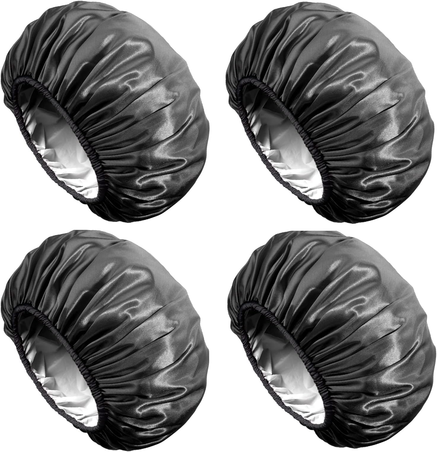 4-PACK Premium Satin Shower Cap