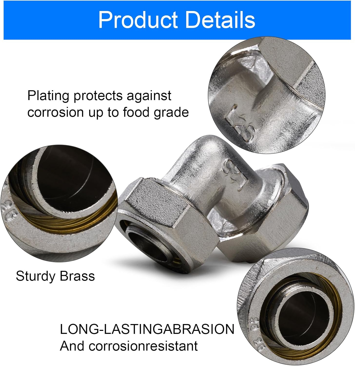 2 PCS 3/4" Elbow Air Line Fittings for 3/4-Inch Tubing Compatible with Rapid Air System 3/4, Brass-Nickel Plated, 200PSI, Air Line Fittings For Shop Garage Compressed Air Line System Kit