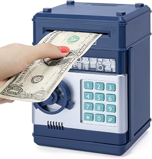 Refasy Electronic Piggy Bank for Kids 3-12: Password ATM Savings Box with Auto Bill Roller & Coin Storage