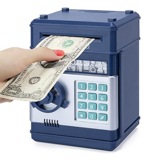 Refasy Piggy Bank Cash Coin Can ATM Bank Electronic Coin Money Bank for Kids Age 3-12, Money Savings Box Mini ATM Coin Bank Toys Gifts for 3 4 5 6 7 8 9 10 11 12 Year Old Boys Girls