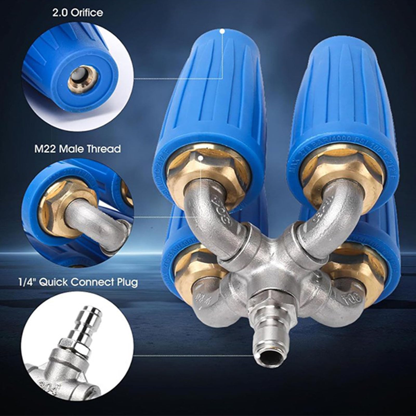 Fockety Myjka Ciśnieniowa Dysza Turbodoładowana, 4 w 1 360 Obrotowa do