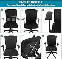 Vista 3 de Tatuo Funda para silla de computadora, funda de asiento de oficina con reposabrazos y respaldo, protector elástico elástico para silla giratorio