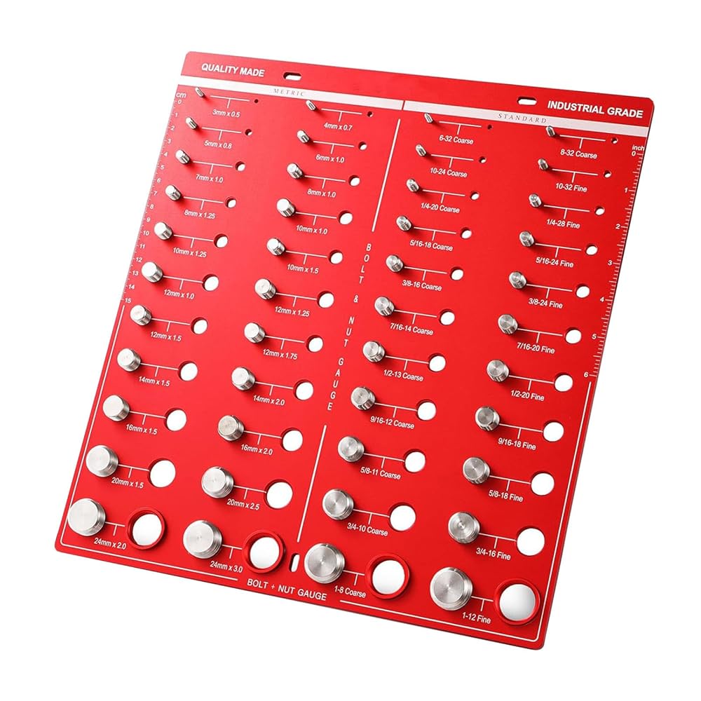 44 Hole Metric & Imperial Thread Checker | Aluminum Alloy Bolt & Nut Size Finder with Mounting Holes