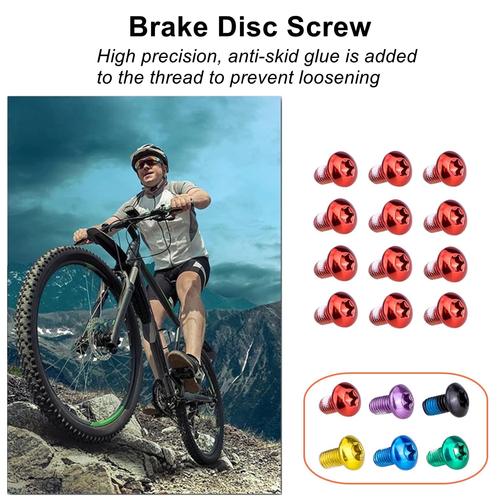 Viti per disco del freno per bicicletta, 12 pezzi M5 x 10 mm Viti per disco del freno per bicicletta anodizzate, vite T25 per rotore di bicicletta per MTB, bici da corsa, mountain bike (rosso