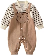 SLINX PF3158 Long Sleeve Baby Clothes, Boys, Girls, Long Sleeve Coverall, Newborn, Baby, Cotton, Open Front, Cute, Bear, Autumn and Winter, Going Out, Nursery, Soft, Room Wear, Going to School or