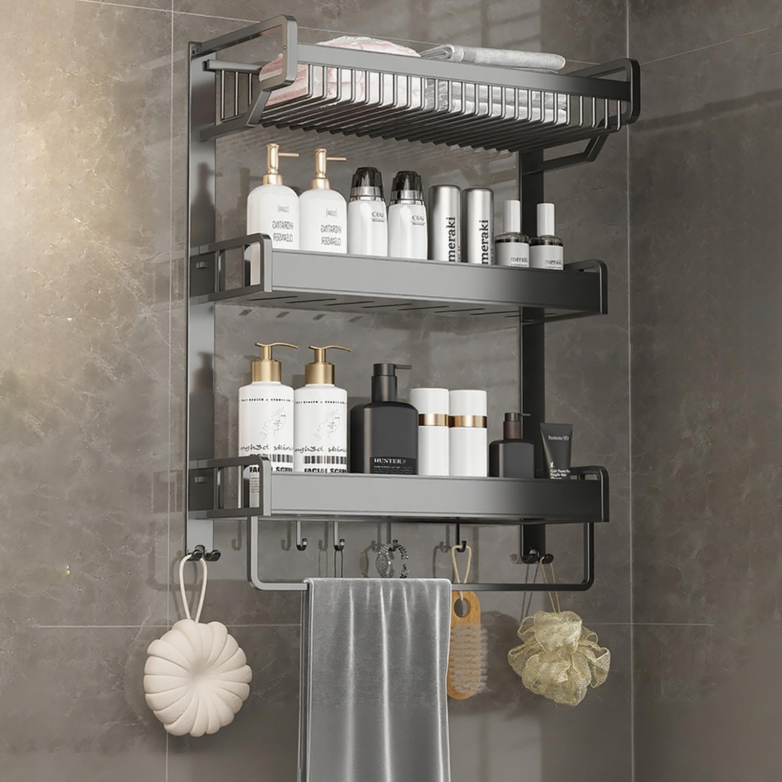 Étagère murale en métal pour organiser la salle de bain et cuisine