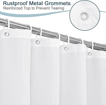 White Shower Curtain 53 x 79 in (135 x 200 cm) Washable Bathtub Curtain with Hooks, Simple Solid Color Modern Waterproof Fabric Shower Curtains for Bathroom Decor