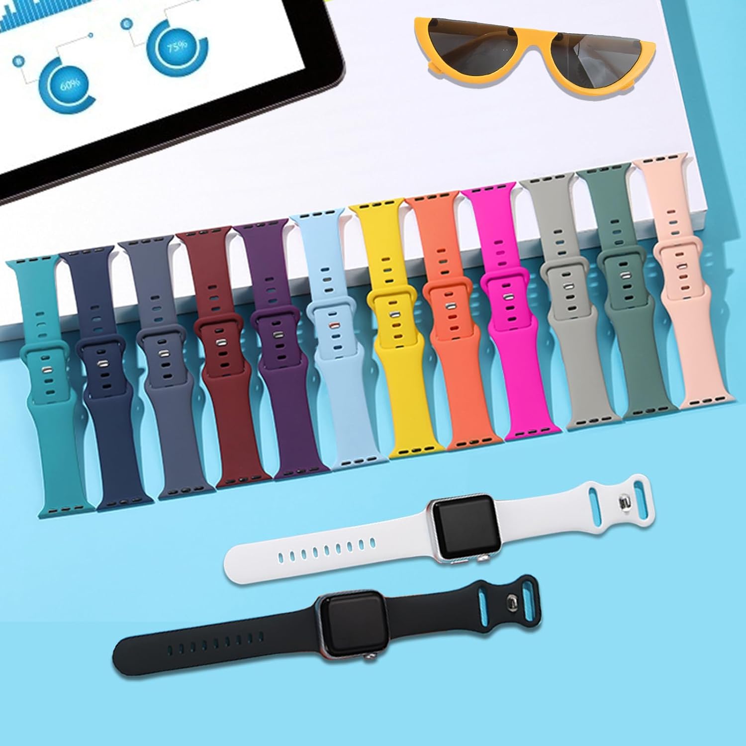 18 Pack Compatible with Apple Watch Bands for Women Men 40mm 41mm 38mm 46mm 45mm 44... - Image 2