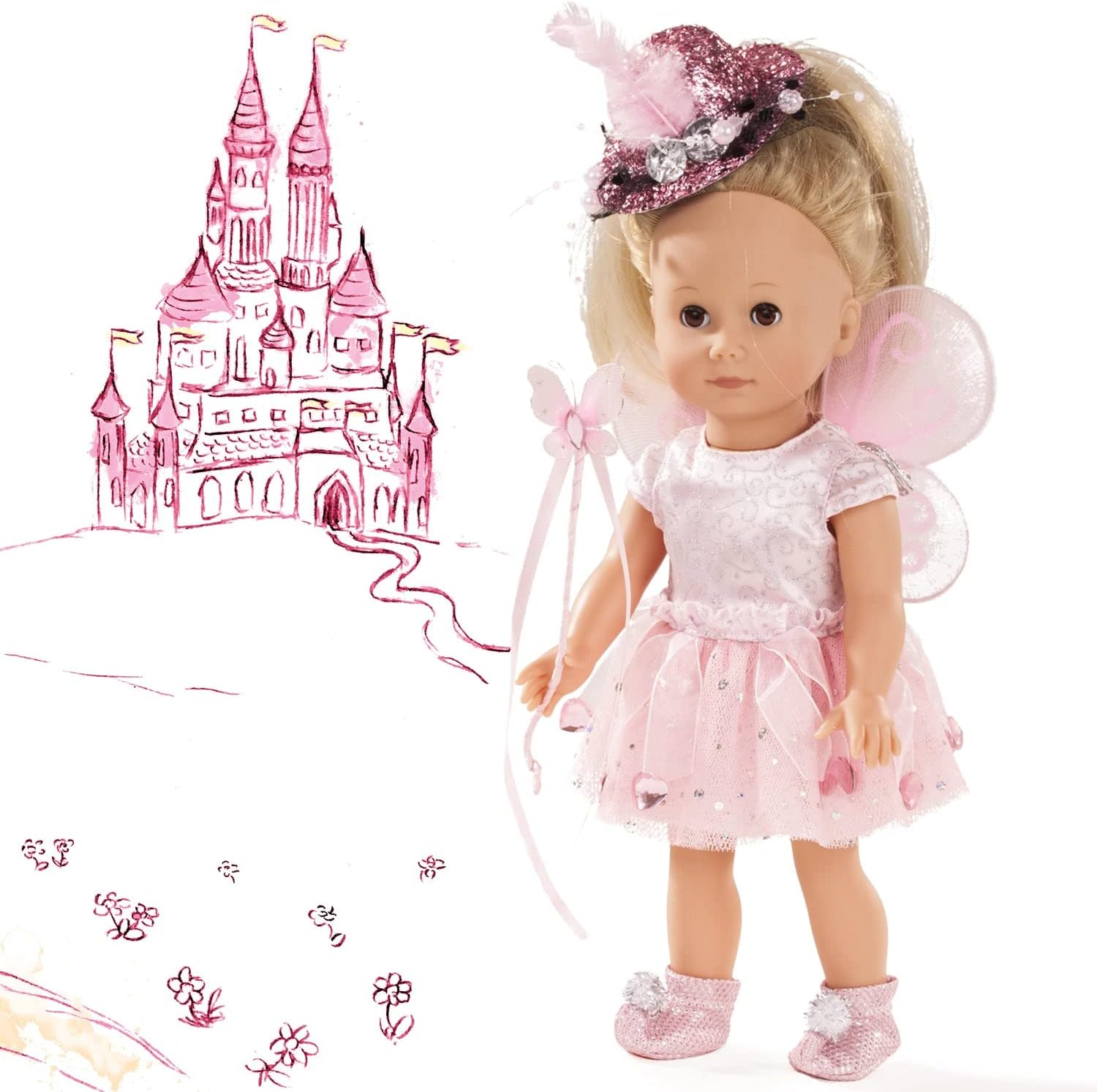 Gotz Just Like Me Paula The Fairy - 10.5" Standing Doll with Long Blonde Hair to Brush & Style and Sleeping Brown Eyes