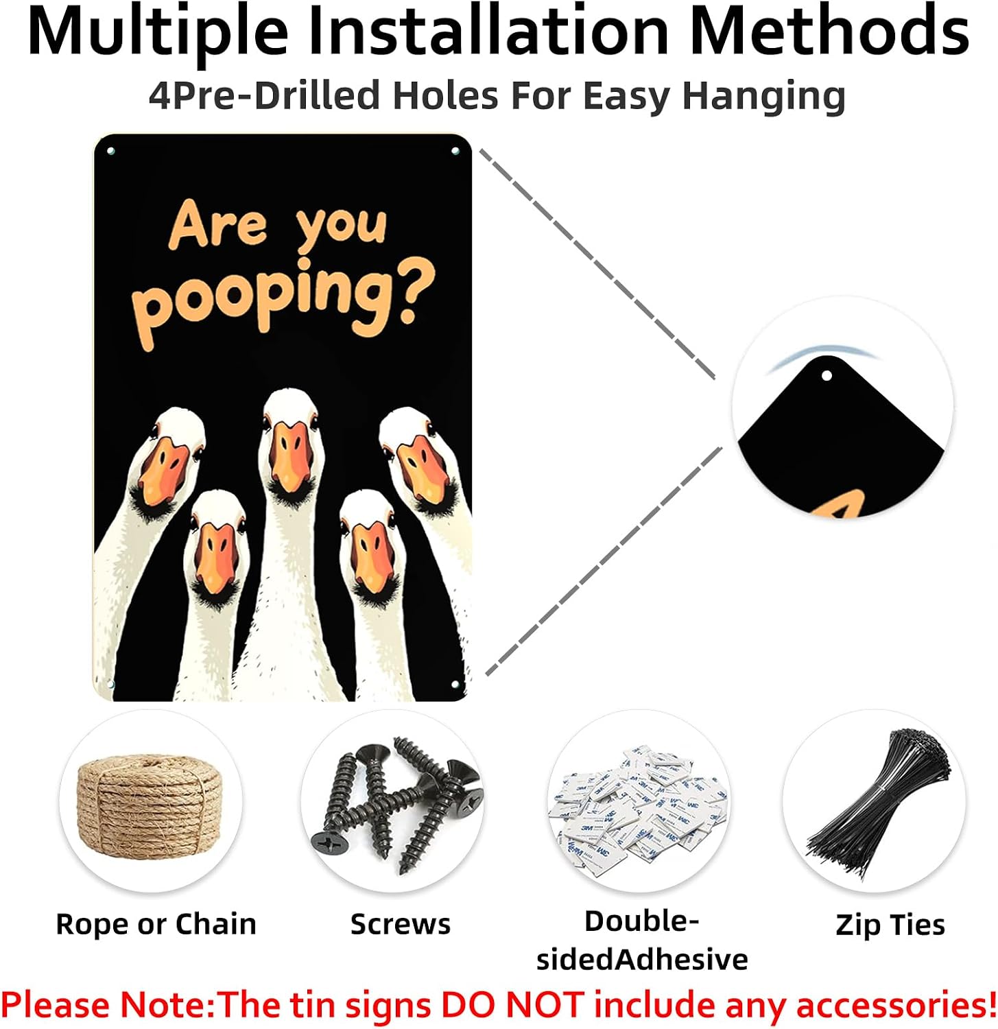 Vintage Duck Tin Signs, "Are You Pooping?" Funny Bathroom Wall Art, Bathroom Wall Decor for Animals & Duck Lovers 8 x 12 Inch image 3