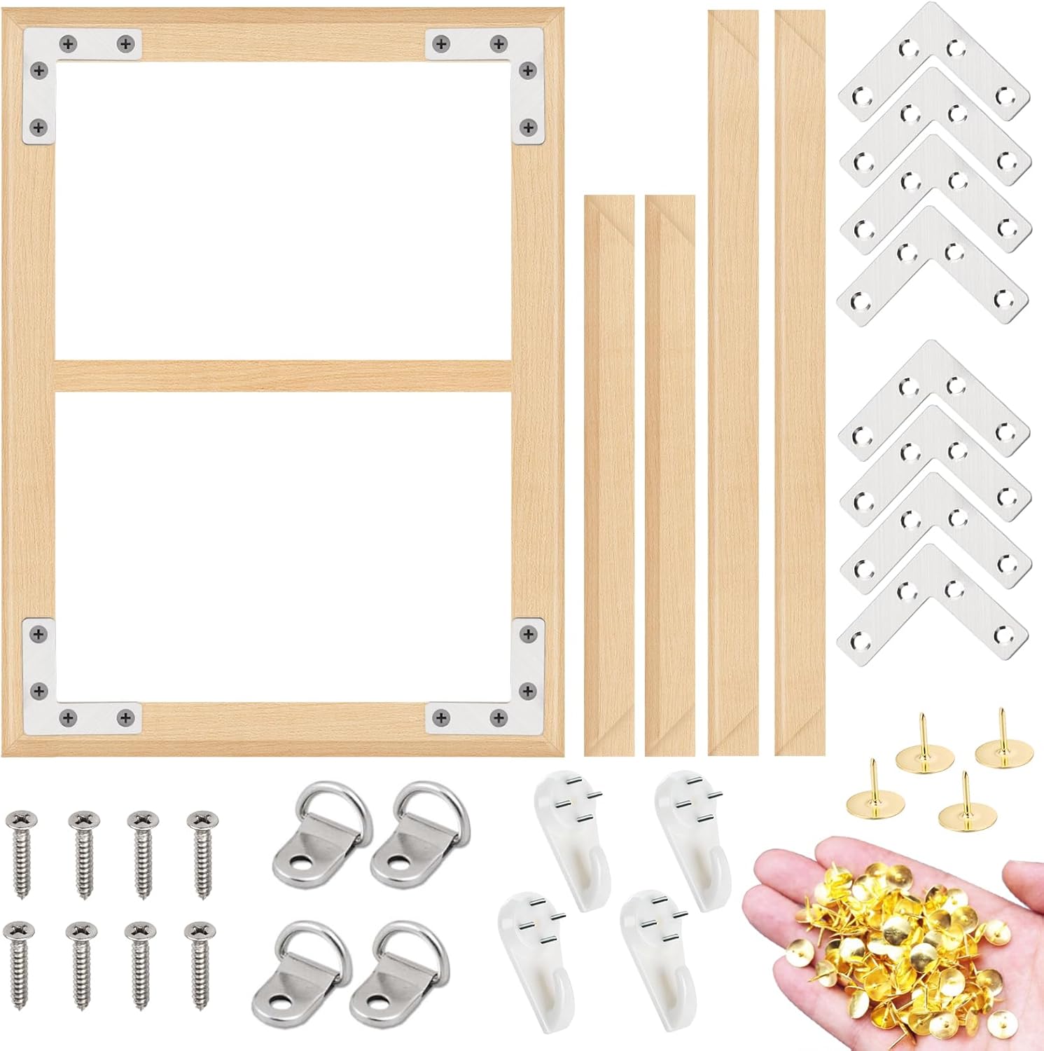 EVNEED DIY Canvas Stretcher Bars 2 Pack 24x36 Inch Removable Canvas Frame - Easy to Assemble, Gallery Wrap Oil Frame Kits Canvas Wood Stretcher Bars- for Oil Paintings, Prints, Paint