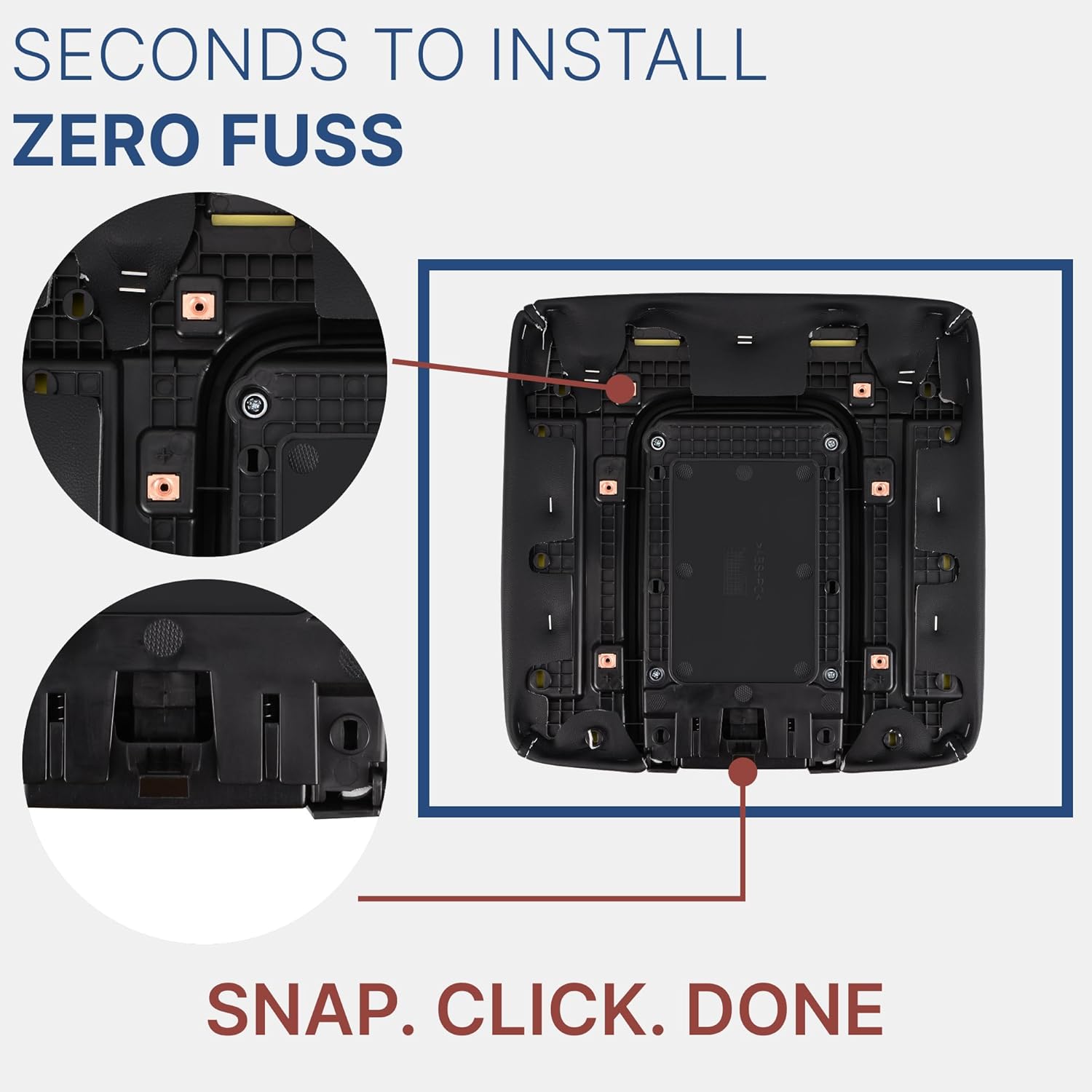 Center Console Lid Compatible with Chevy Silverado 1500 2500HD 3500HD 2014-2018, GMC Sierra 1500 2500HD 3500HD, Replacement for 22881398, Front Armrest Cover with Liner Mat Black