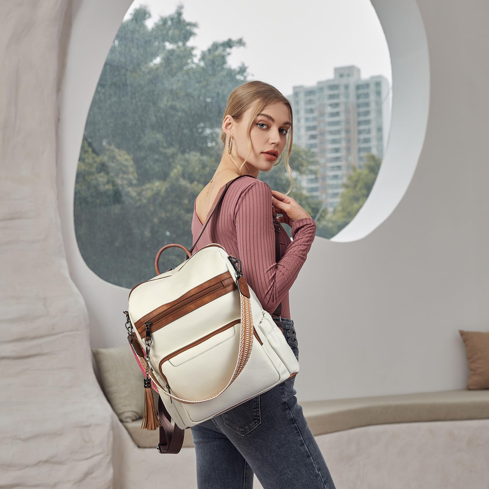 BOSTANTEN Genuino Cuero Mochila Nosotros Estudiante Universidad Casual Viajar Morral para Señora