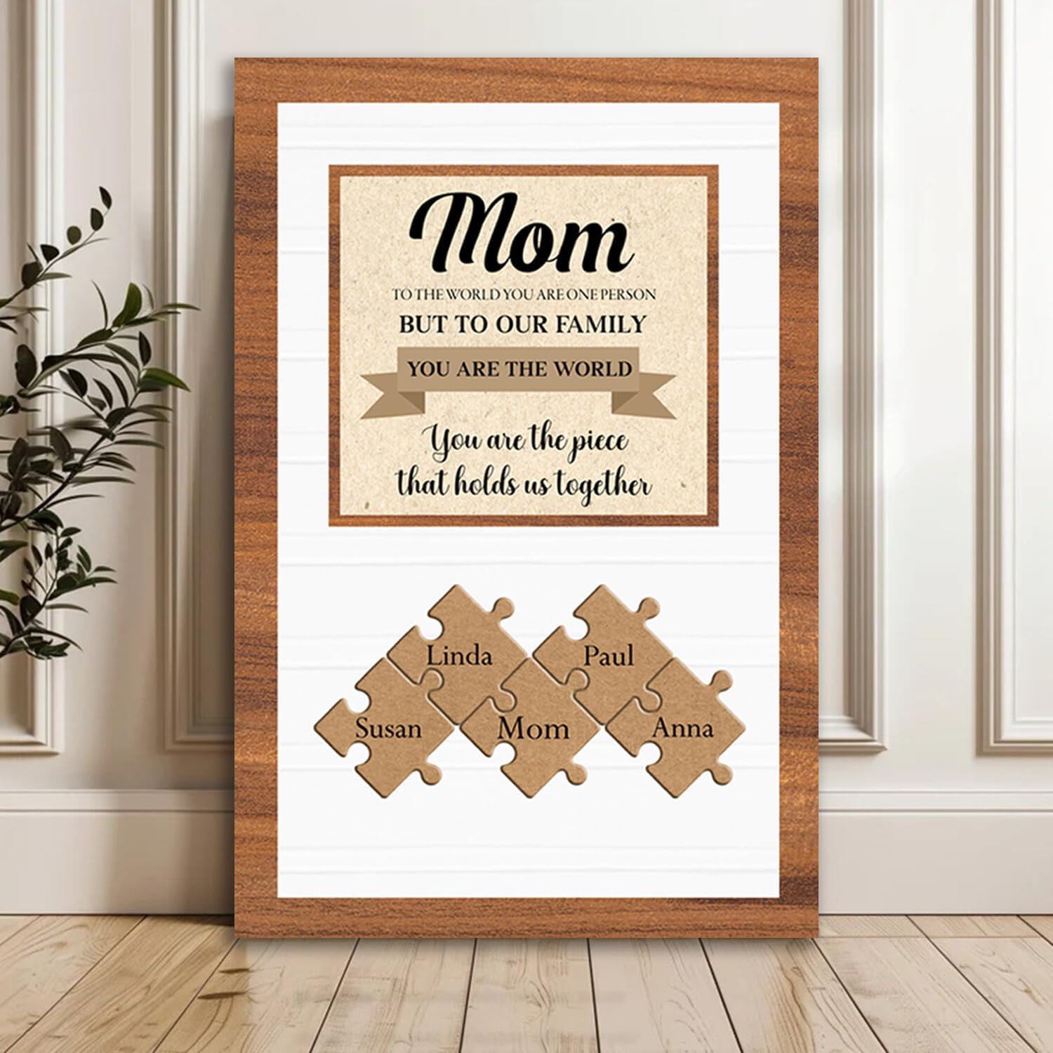 Custom Mother And Childs Puzzle, You Are The Piece That Holds Us Together Puzzle, Unique Canvas Wall Art Mother's Day, Christmas Birthday Gifts For Mommy from Daughter Son