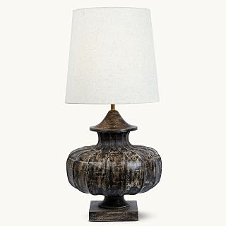 DREAMY WALLS 29" Pumpkin Graphite Table Lamp for Bedroom, Living Room | Wooden Base Bedside Night Lamp with Shade | E27 Ho... Price In India