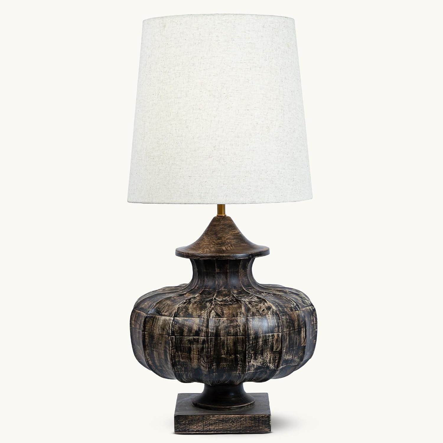 DREAMY WALLS 29" Pumpkin Graphite Table Lamp for Bedroom, Living Room | Wooden Base Bedside Night Lamp with Shade | E27 Ho...