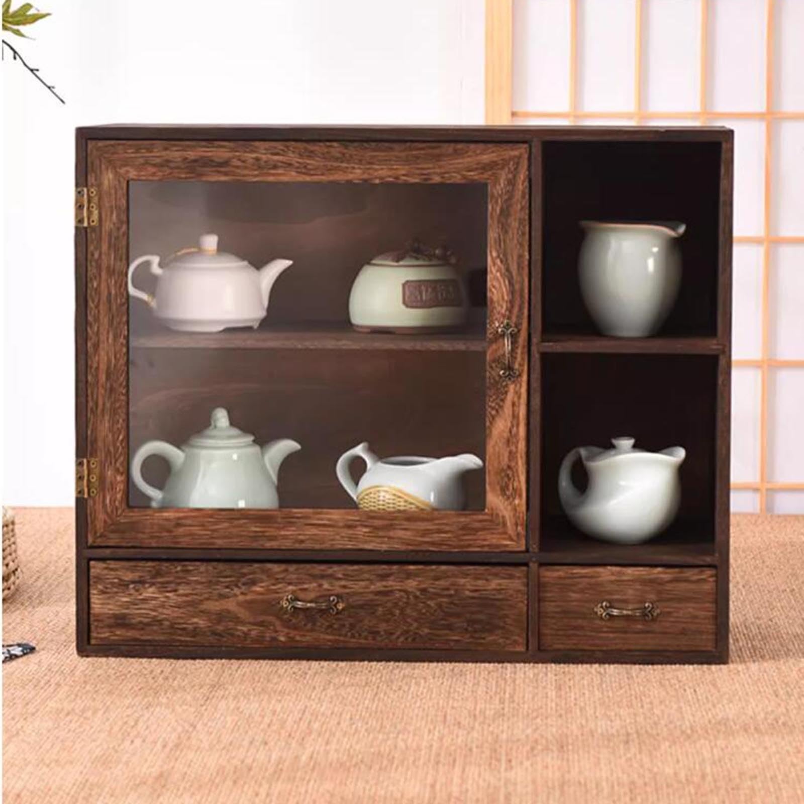 Organizador Escritorio Caja De Almacenamiento De Madera Maciza For Escritorio, Caja De Almacenamiento For Cosméticos, Juego De Té, Armario De Sobremesa, Estantería Pequeña, Escritorio De Estudio
