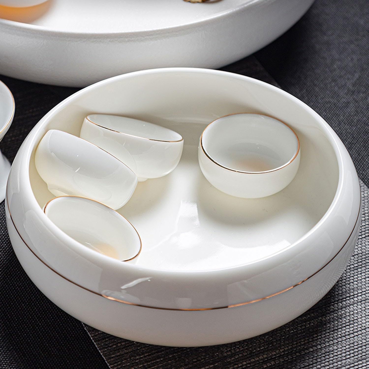 Service à thé, Service à thé de l'après-midi Service à thé pour Adultes Service à thé en Porcelaine Blanche Suet Jade, Service à thé en céramique et Ensemble de Plateaux