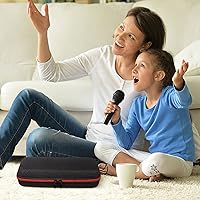 Vista 7 de Ciieeo Bolsa de almacenamiento de micrófono inalámbrico, funda de transporte portátil Eva para 2 micrófonos de mano con cremallera de protección