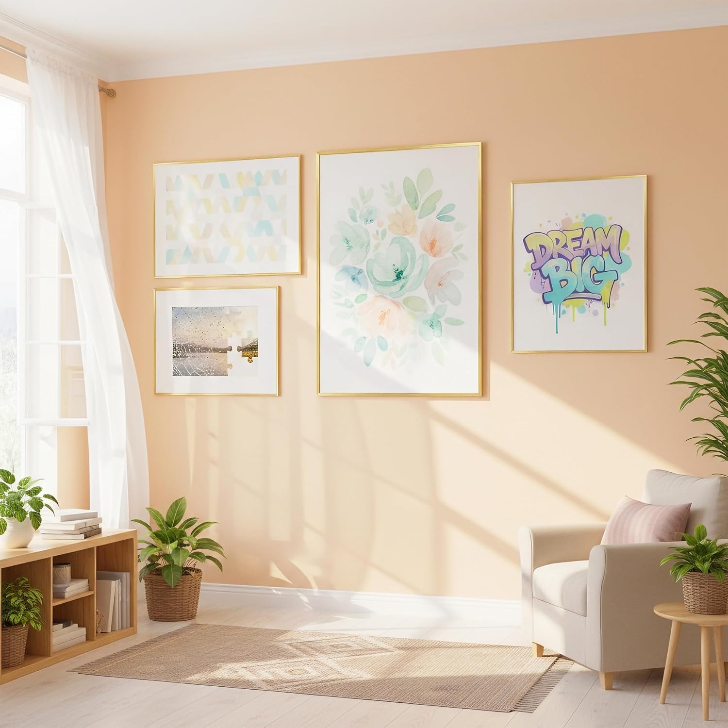 5x7 Picture Frame Gold Shiny Brushed Aluminum with Plexiglass, Metal 5 x 7 Photo Frame Mat to 4x6 Frame for Art Gallery Wall Tabletop Decor