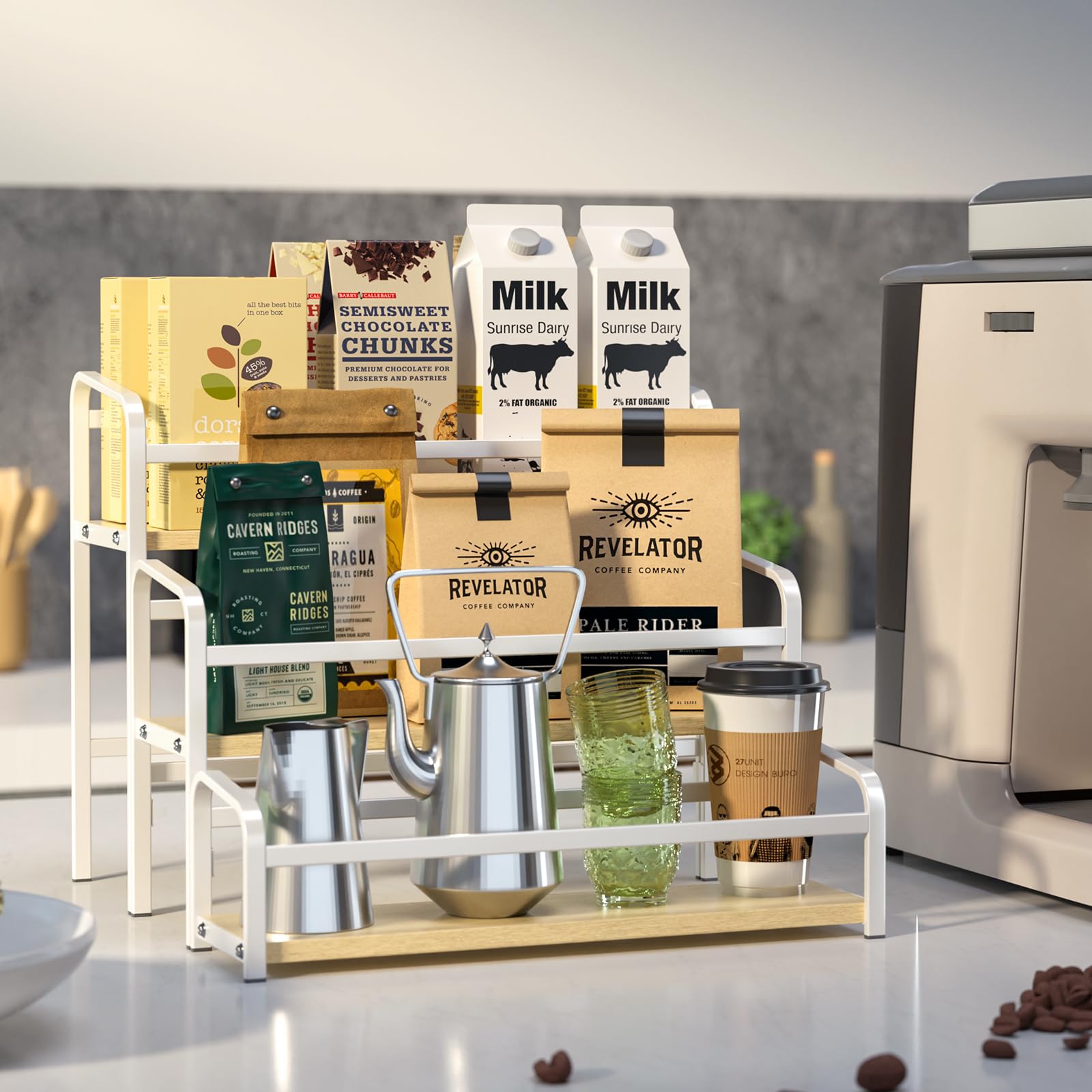 Snapklik.com : Coffee Syrup Organizer 3-Tier, 12 Bottles Capacity Syrup ...