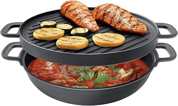 Tescoma 617020 Cast Iron Wok with High Thermal Conductivity, Diameter 30 cm, MASSIVE Line