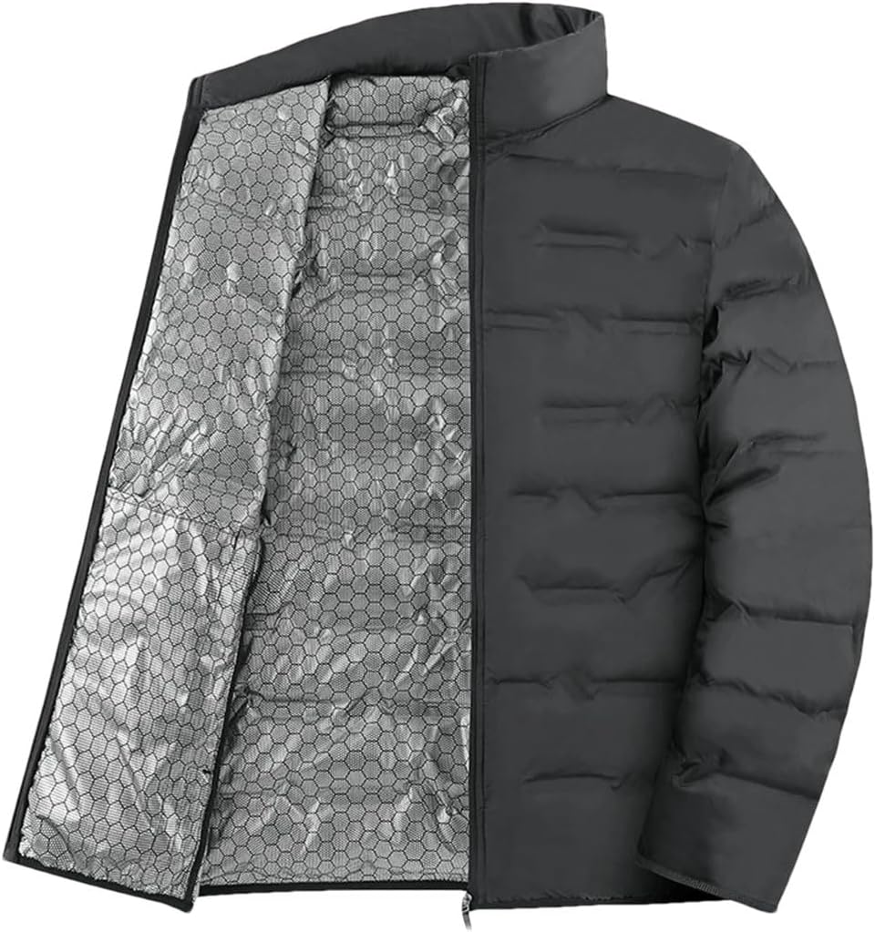 Men White Duck Down Jacket Warm Thick Stand Collar Windproof Puffer Jacket Coat Casual Jacket