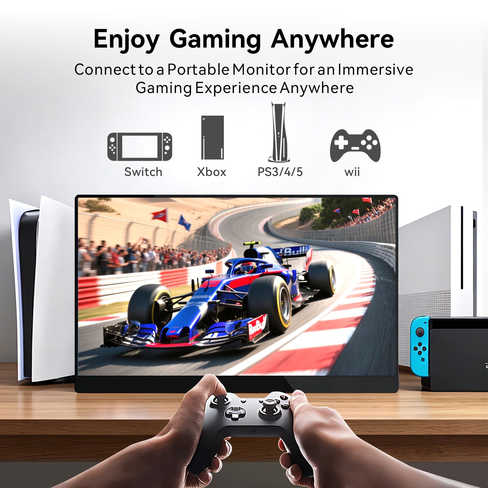 CUNPU Monitor portátil de 15.6 pulgadas, visualización táctil 1080P FHD 60Hz 10 puntos, portátil con funda protectora, altavoces duales, USB-C y mini HDMI, monitor de viaje para laptop, PC, teléfono