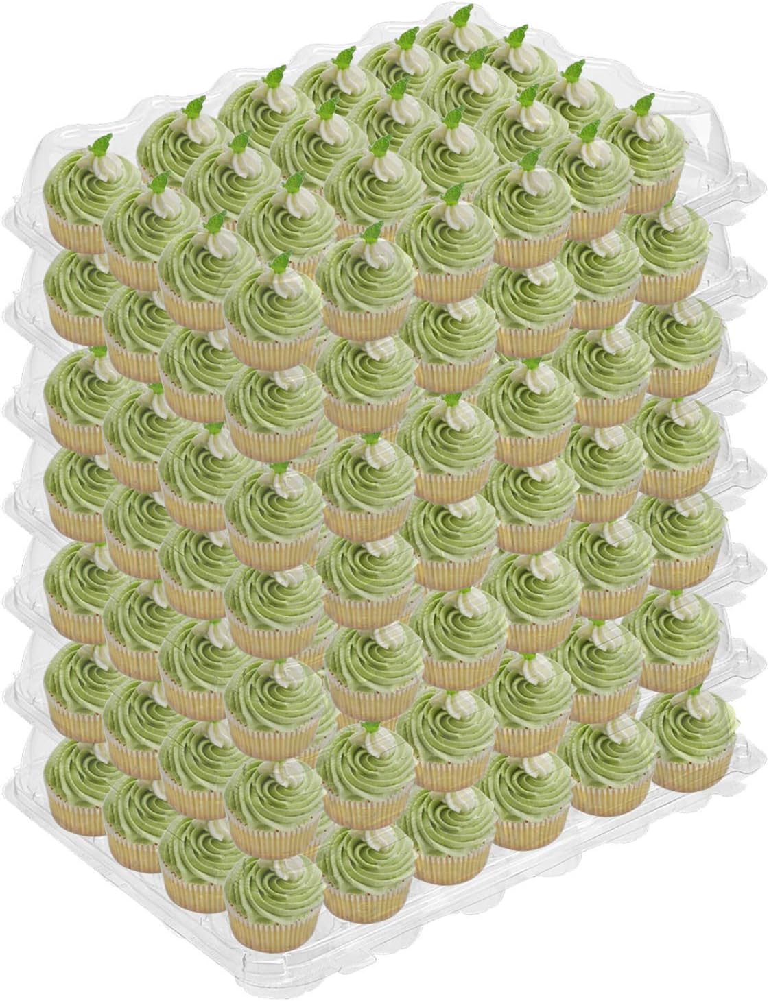 Hedume 7 Pack Cupcake Containers, 24 Counts Stackable Plastic Cupcake Boxes with Detachable Lid Perfect for Cupcakes, Muffin, BPA-free